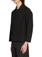 Pinstriped Cotton-Blend Jacket