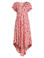 Nebili Printed V-Neck Midi-Dress