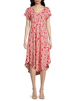 Nebili Printed V-Neck Midi-Dress