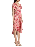 Nebili Printed V-Neck Midi-Dress