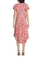 Nebili Printed V-Neck Midi-Dress