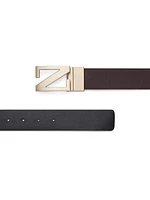 Grained Leather Reversible Belt