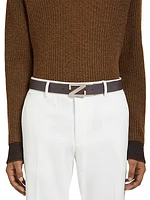 Grained Leather Reversible Belt