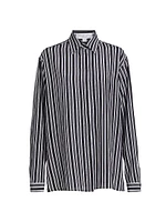 Striped Silk Boyfriend Shirt