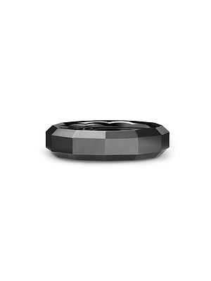 Faceted Band Ring Black Titanium, 6MM
