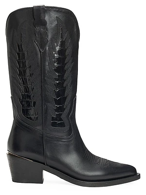Whitney 55MM Crocodile-Embossed Leather Boots