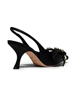 75MM Crystal-Embellished Satin Slingback Pumps