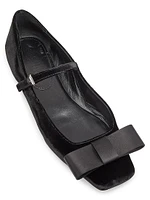 Bow-Detailed Velvet Ballerina Flats