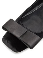 Bow-Detailed Velvet Ballerina Flats