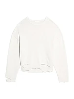 Distressed Cotton Crewneck Sweater