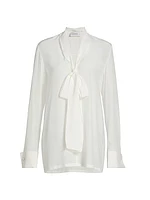 Silk Tieneck Long-Sleeve Blouse