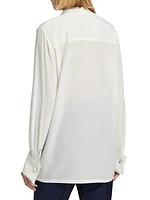 Silk Tieneck Long-Sleeve Blouse