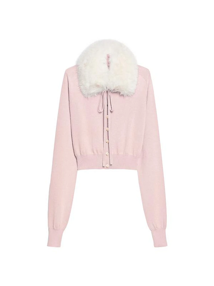 Sherpa Collar Wool Cardigan