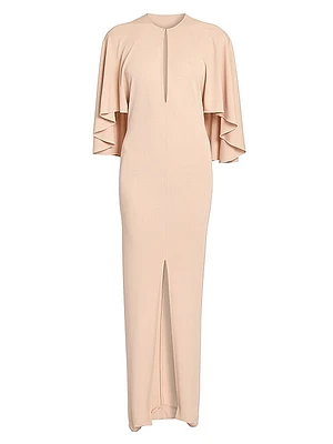 Cape-Overlay Maxi Dress
