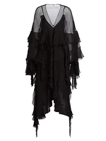 Ruffled Silk Chiffon Maxi Dress