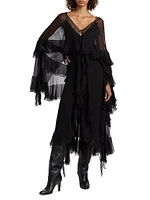 Ruffled Silk Chiffon Maxi Dress