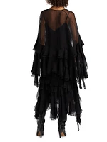 Ruffled Silk Chiffon Maxi Dress