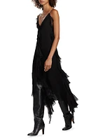 Ruffled Silk Chiffon Maxi Dress