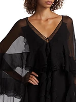 Ruffled Silk Chiffon Maxi Dress