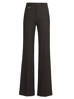 Wool High-Waisted Flare Trousers