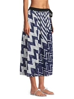 Patchwork Chevron Cover-Up Midi-Skirt