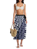 Patchwork Chevron Cover-Up Midi-Skirt