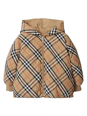 Baby Girl's, Little Girl's & Reversible Check Puffer Jacket
