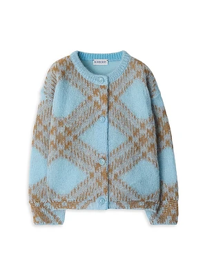 Little Girl's & Check Mohair Cardigan