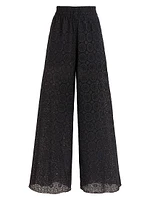 Broderie Anglaise Cotton Wide-Leg Trousers