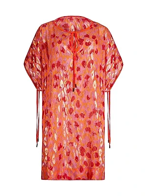 New Leopard Jacquard Short-Sleeve Minidress