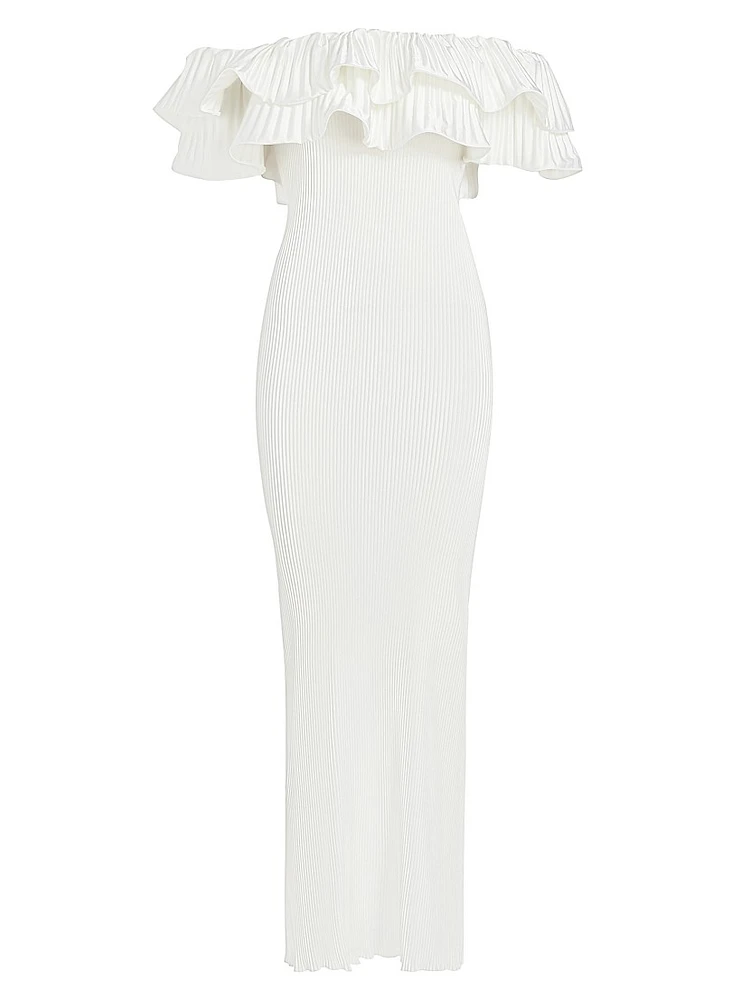 Debut Ruffled Plissé Maxi Dress
