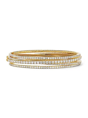 Pavé Crossover Three Row Bracelet in 18K Yellow Gold