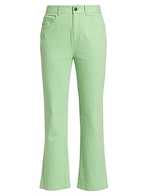 Aubrey Stripe Stretch Straight-Leg Crop Jeans