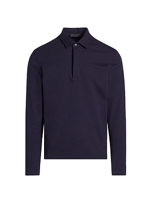 Cotton-Blend Long-Sleeve Polo Shirt