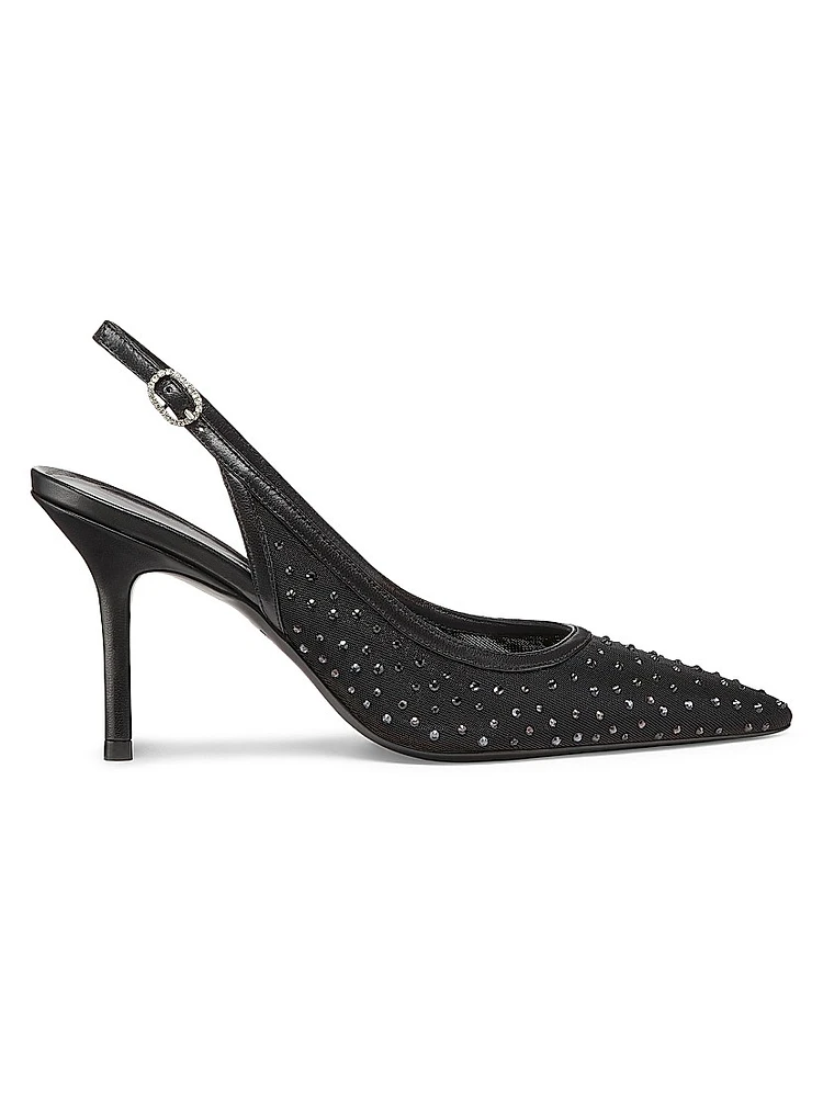 Emilia Mesh Crystal-Embellished Slingback Pumps