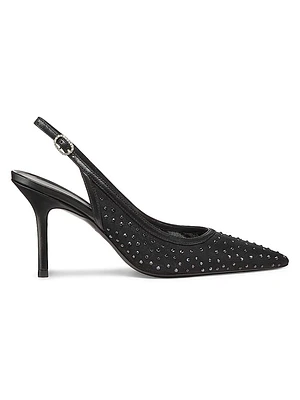 Emilia Mesh Crystal-Embellished Slingback Pumps