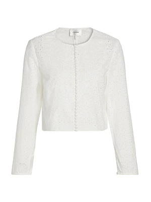 Floral Eyelet Crop Jacket