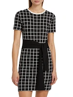 Presley Windowpane Tie-Waist Minidress
