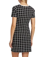 Presley Windowpane Tie-Waist Minidress