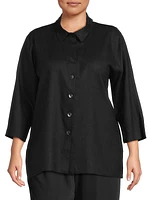 Plus Size Breezy Button-Front Tunic Shirt