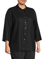 Plus Size Breezy Button-Front Tunic Shirt