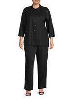 Plus Size Breezy Button-Front Tunic Shirt