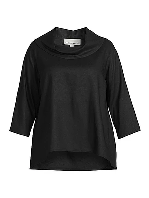 Plus Size Cowlneck Linen-Blend Tunic
