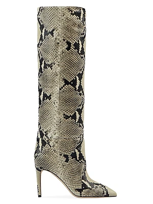 85MM Snake-Embossed Leather Stiletto Boots