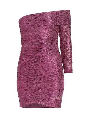 Mercury Metallic Off-The-Shoulder Minidress