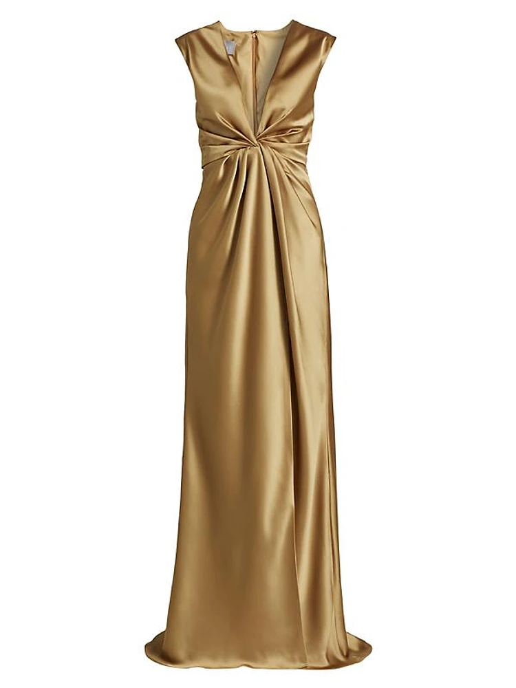 Satin V-Neck Gown
