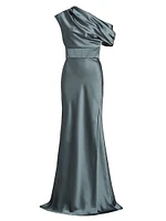 Satin One-Shoulder Gown