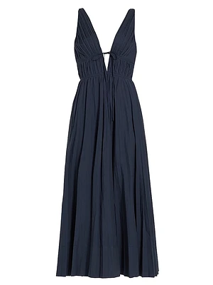 Stephanie Cotton-Blend Sleeveless Midi-Dress