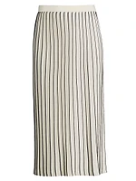 Finanza Pleated Striped Knit Skirt