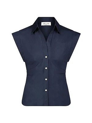 Brando - Sleeveless Shirt with Tucked Bodice